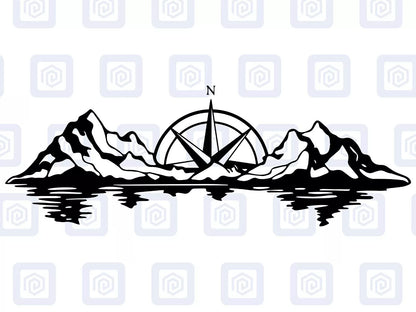 XL Mountain Compass Scenic Vinyl Decals For Camper Van Caravan Sticker Graphic