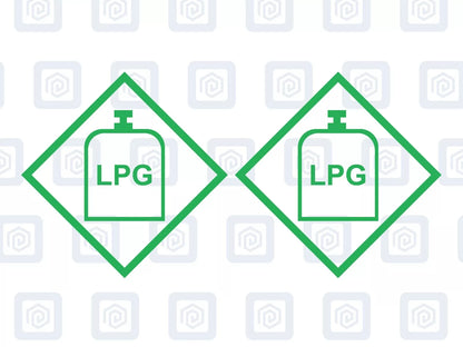 LPG Gas Warning Sign Custom Colour sticker logos (set of 2)
