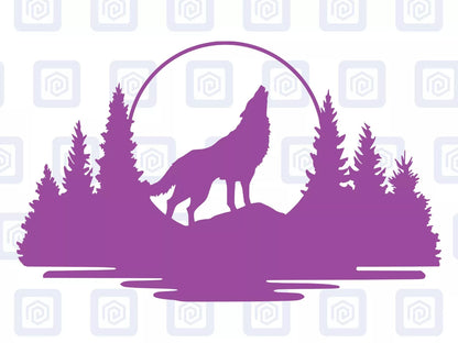 LARGE Forrest Howling Lake Wolf Wood Decal Campervan Van Caravan Sticker Graphic