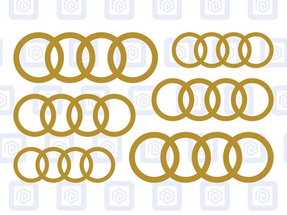 Rings Brake Caliper Decal Style Stickers Fits A3 A4 A5 A6 TT - 3 SIZES - x 6