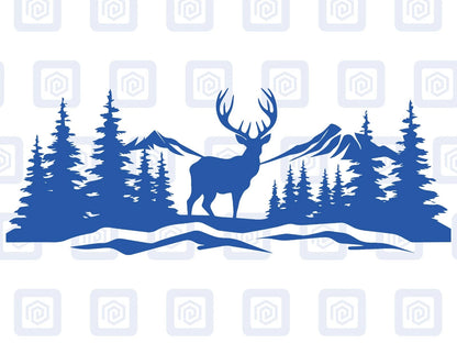 LARGE Mountain Forrest Deer Lake Nature Vinyl Decal Camper Van Caravan Sticker