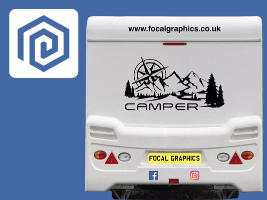 Camper Mountain Wood Vinyl Decals For Camper Van Caravan Sticker Graphic