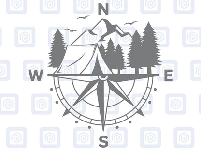 LARGE 2x Compass Camping Vinyl Decals For Camper Van Caravan Sticker Graphic