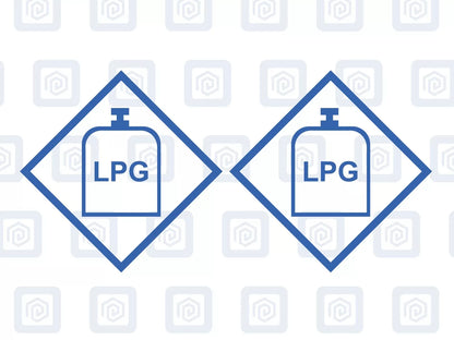 LPG Gas Warning Sign Custom Colour sticker logos (set of 2)