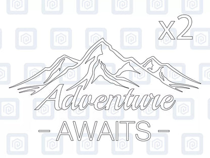 2x Adventure Awaits Vinyl Decals For Camper Motorhome Caravan Sticker Graphic