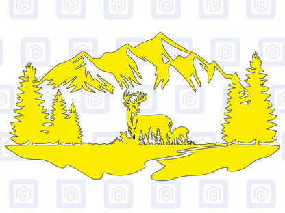 Scenic Deer Mountain Vinyl Decal For Campervan Van Caravan Sticker Graphic Camp