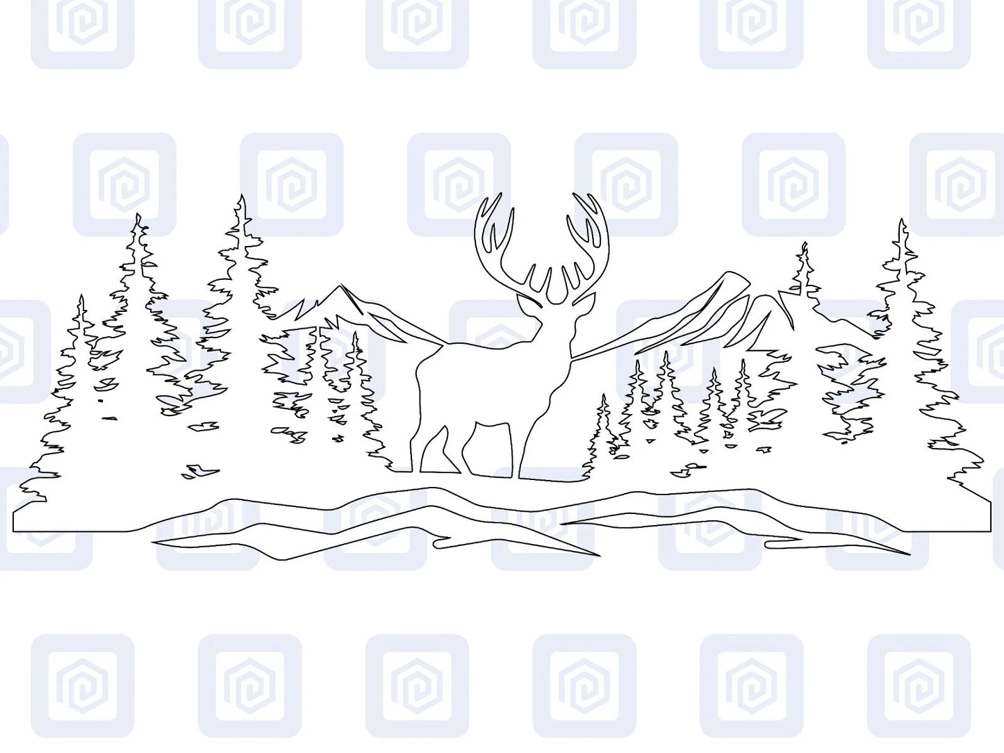 LARGE Mountain Forrest Deer Lake Nature Vinyl Decal Camper Van Caravan Sticker