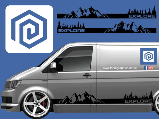 2.2m Explore Full Side Vinyl Decals For Campervan Motorhome Caravan Graphic Sill