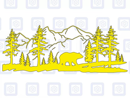 LARGE Bear Mountain Forrest Vinyl Decals For Camper Van Caravan Sticker Graphic