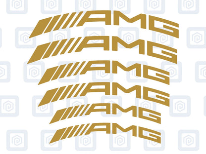 AMG Curved Brake Caliper Decal Style Stickers - 3 SIZES - x 6