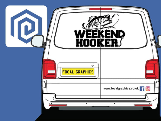 Weekend Hooker Fishing Vinyl Decal For Camper Van Motorhome Sticker Campervan