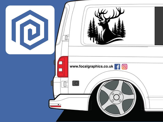 2x Stags Head Deer Vinyl Decals For Camper Van Caravan Sticker Graphic