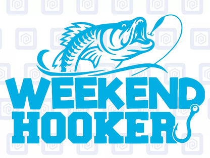 Weekend Hooker Fishing Vinyl Decal For Camper Van Motorhome Sticker Campervan