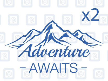 2x Adventure Awaits Vinyl Decals For Camper Motorhome Caravan Sticker Graphic