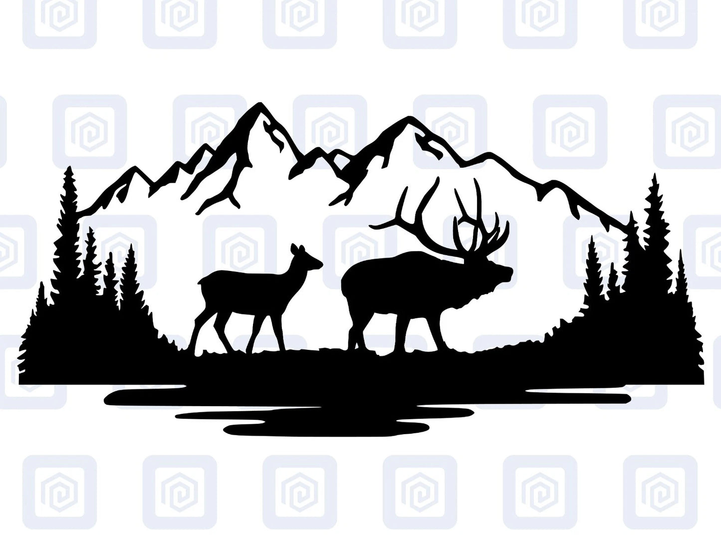LARGE Stag Deer Doe Forrest Vinyl Decals For Camper Van Caravan Sticker Graphic