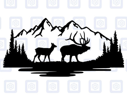 LARGE Stag Deer Doe Forrest Vinyl Decals For Camper Van Caravan Sticker Graphic