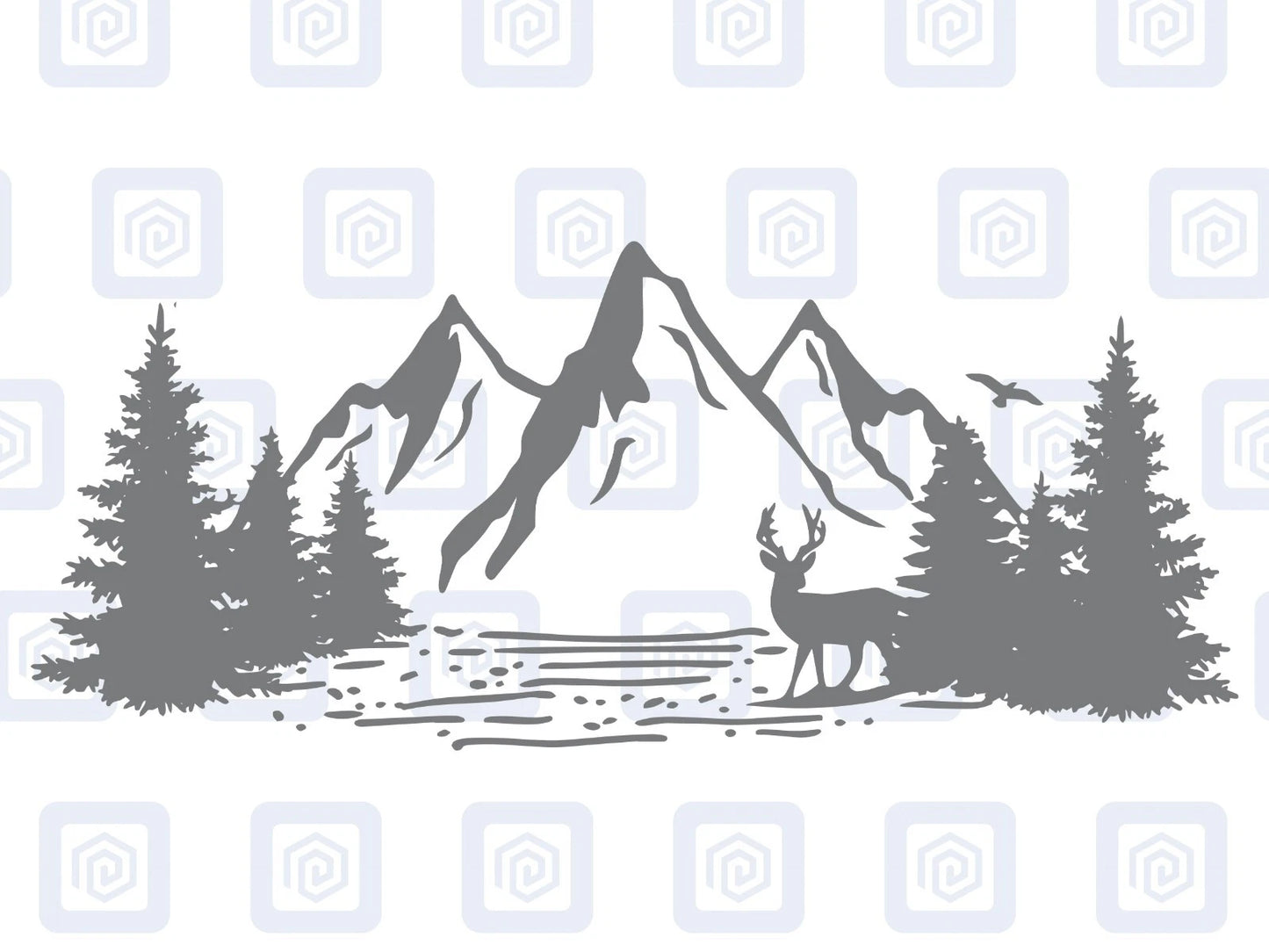 LARGE Forrest Mountain Lake Deer Decal Campervan Van Caravan Sticker Graphic