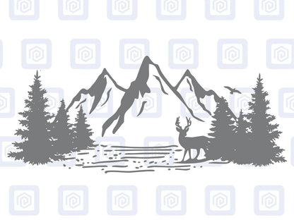 LARGE Forrest Mountain Lake Deer Decal Campervan Van Caravan Sticker Graphic