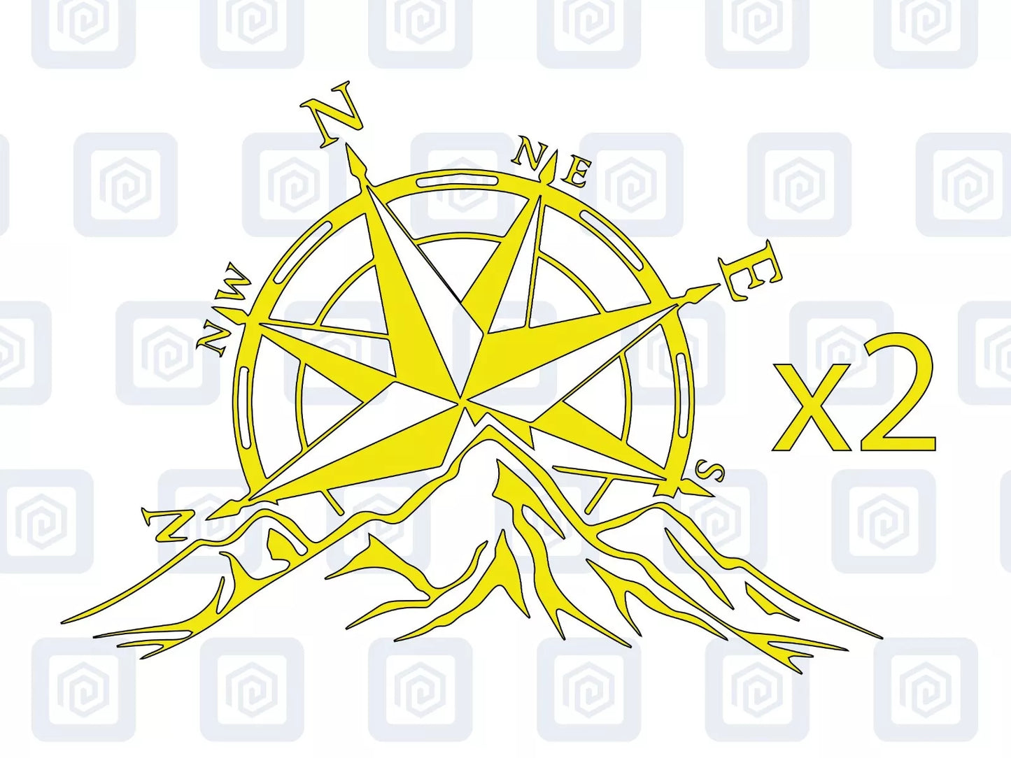 Compass Mountain Vinyl Decals For Campervan Van Caravan Sticker Graphic