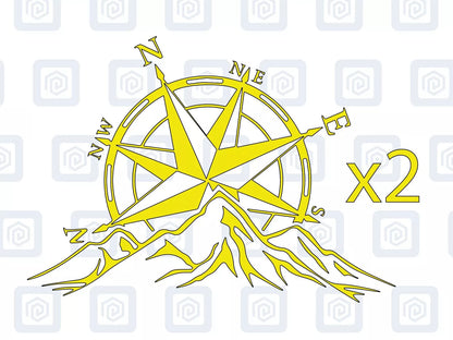Compass Mountain Vinyl Decals For Campervan Van Caravan Sticker Graphic