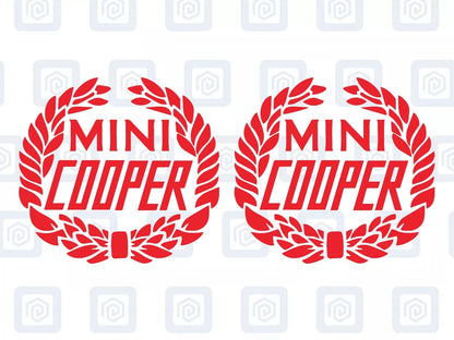 Classic Cooper Crest Fits MINI BMW ROVER AUSTIN Decal sticker logos (set of 2)