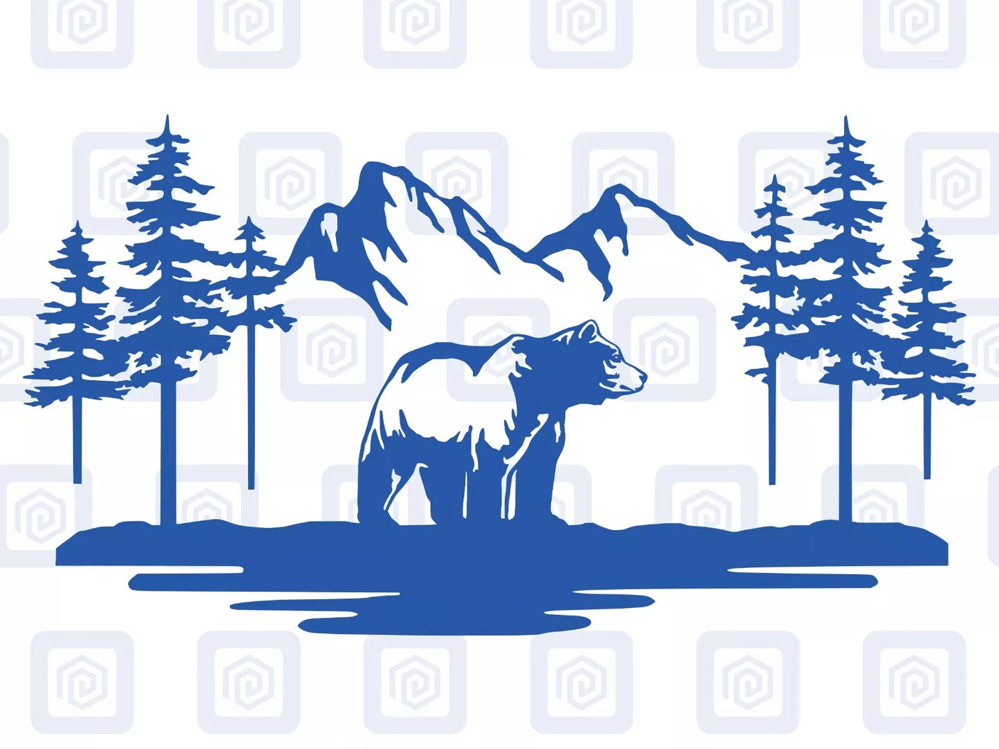 LARGE Bear Mountain Decal For Campervan Van Caravan Sticker Graphic Forrest