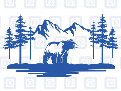 LARGE Bear Mountain Decal For Campervan Van Caravan Sticker Graphic Forrest