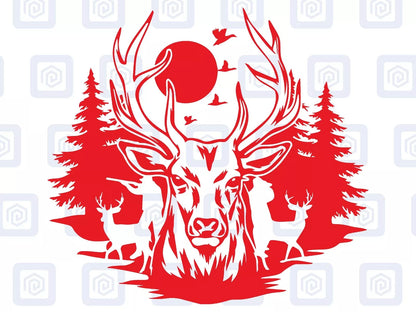 Deer Forrest Vinyl Decal For Campervan Van Caravan Sticker Graphic Camping LARGE