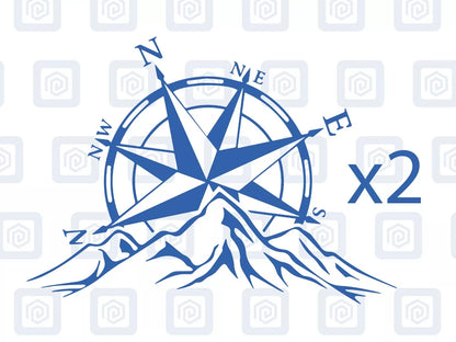 Compass Mountain Vinyl Decals For Campervan Van Caravan Sticker Graphic