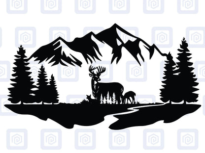 Scenic Deer Mountain Vinyl Decal For Campervan Van Caravan Sticker Graphic Camp