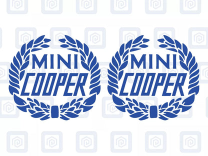 Classic Cooper Crest Fits MINI BMW ROVER AUSTIN Decal sticker logos (set of 2)