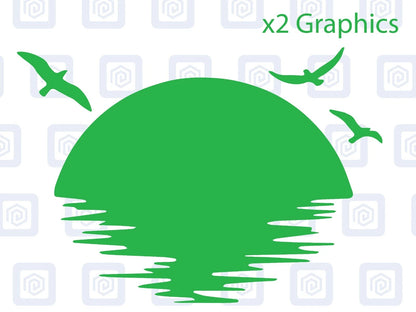 Sun Set Birds Vinyl Decal For Campervan Van Caravan Sticker Graphic Camping
