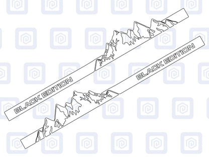 2.2m Black Edition Full Side Vinyl Decals For Campervan Motorhome Graphic Sill