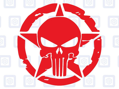 Skull Star Punisher Circle Decals For Camper Van Caravan Sticker Graphic