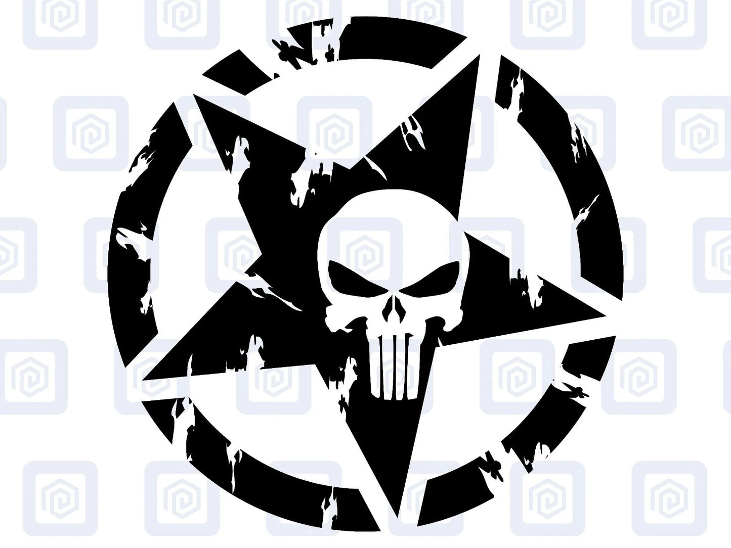 Skull Star Punisher Circle Decals For Camper Van Caravan Sticker Graphic