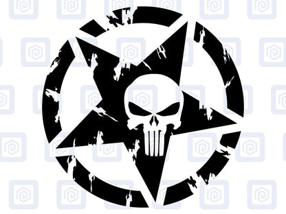 Skull Star Punisher Circle Decals For Camper Van Caravan Sticker Graphic