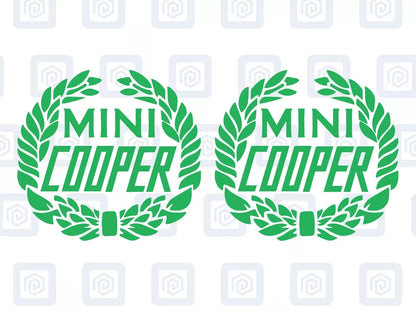 Classic Cooper Crest Fits MINI BMW ROVER AUSTIN Decal sticker logos (set of 2)