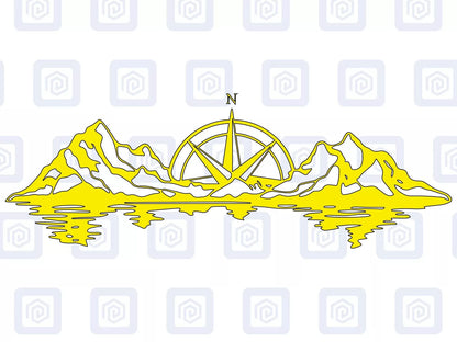 XL Mountain Compass Scenic Vinyl Decals For Camper Van Caravan Sticker Graphic