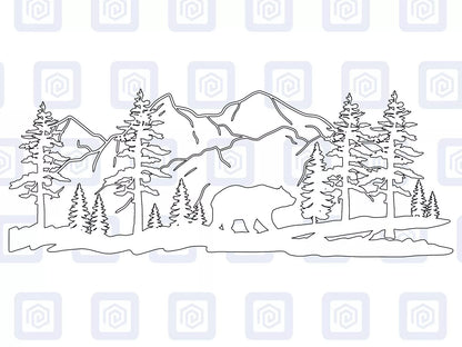 LARGE Bear Mountain Forrest Vinyl Decals For Camper Van Caravan Sticker Graphic