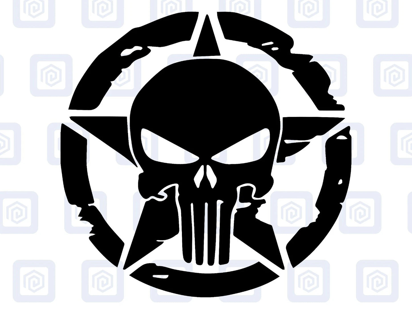 Skull Star Punisher Circle Decals For Camper Van Caravan Sticker Graphic