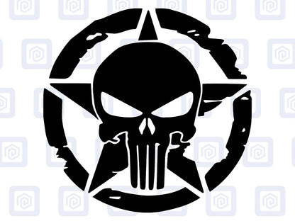 Skull Star Punisher Circle Decals For Camper Van Caravan Sticker Graphic