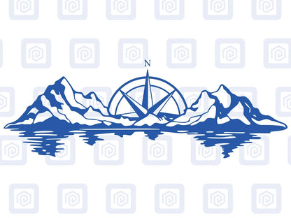 XL Mountain Compass Scenic Vinyl Decals For Camper Van Caravan Sticker Graphic