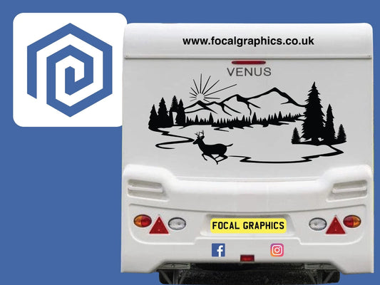 XL Mountain Lake Side Scenic Vinyl Decals For Camper Van Caravan Sticker Graphic