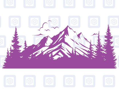 LARGE Mountain Forrest Nature Vinyl Decal Camper Van Caravan Sticker Graphic