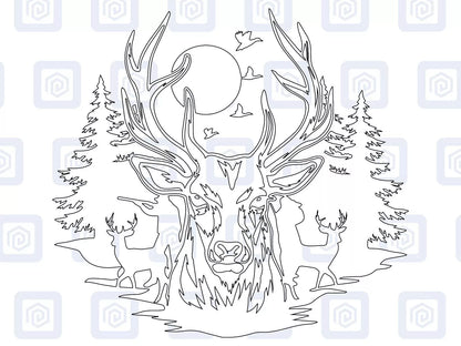 Deer Forrest Vinyl Decal For Campervan Van Caravan Sticker Graphic Camping LARGE