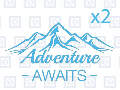 2x Adventure Awaits Vinyl Decals For Camper Motorhome Caravan Sticker Graphic