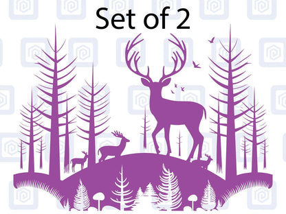 2x Scenic Woodland Mountain Vinyl Decals For Camper Van Caravan Sticker Graphic