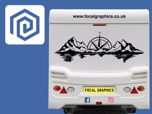 XL Mountain Compass Scenic Vinyl Decals For Camper Van Caravan Sticker Graphic
