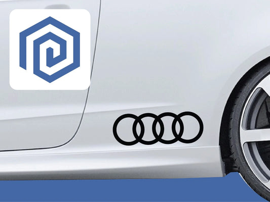 Rings Side Skirt Door Decals Fits A3 A4 A5 A6 TT Sticker Logos Pair (set of 2)