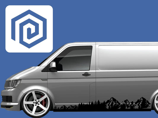 2x Mountain Range Side Stripe Vinyl Decals Camper Van Caravan Sticker Graphic